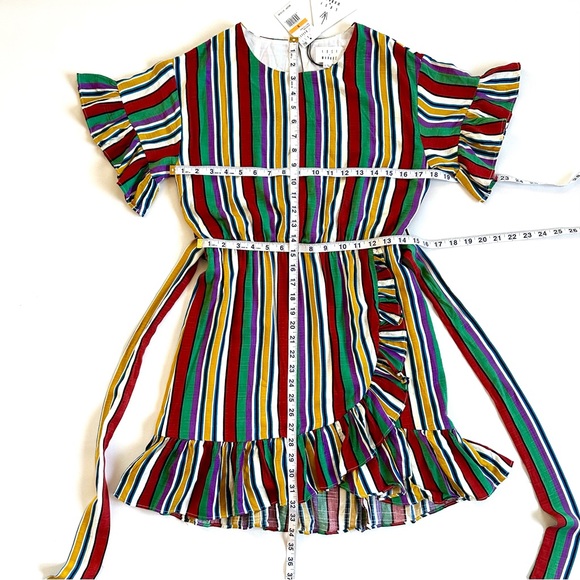 LOST + WANDER ANTHROPOLOGIE MULTI STRIPE FLUTTER RUFFLE SLEEVE AND HEM NWT! SzS - Picture 11 of 13